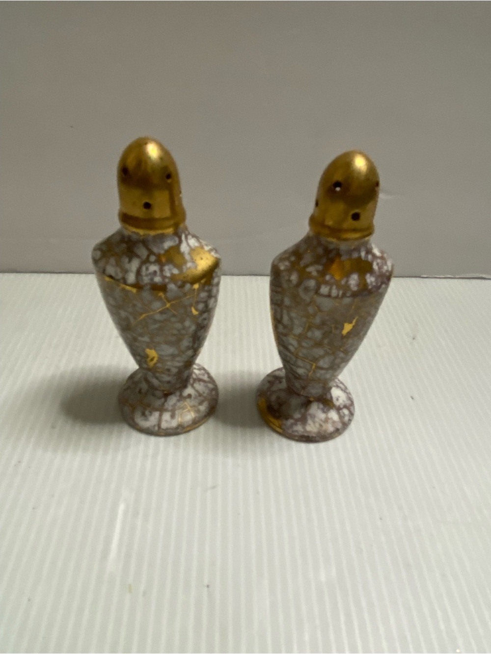 Vintage Gold & White Decorative Salt and Pepper Shaker Set - Home Accents